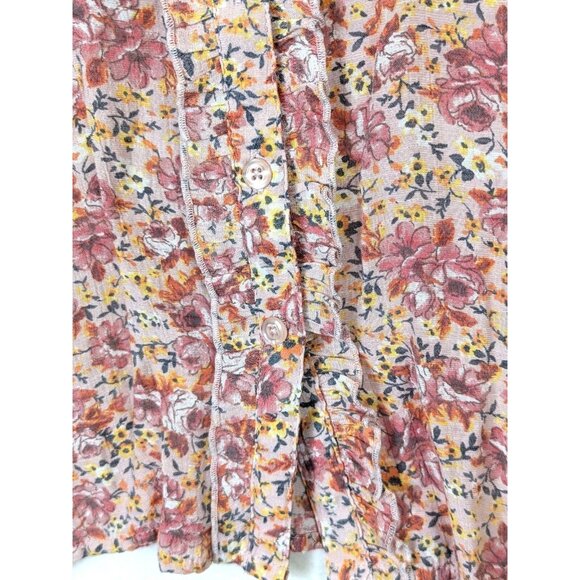 Indigo Rose Women size M Floral Button Up Ruffle Cottagecore Bohemian Top Soft - Picture 5 of 10